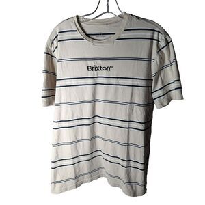 Brixton Hilt Palmer Tee Cream Mens‎ Short Sleeve Striped Crew Neck Casual Large